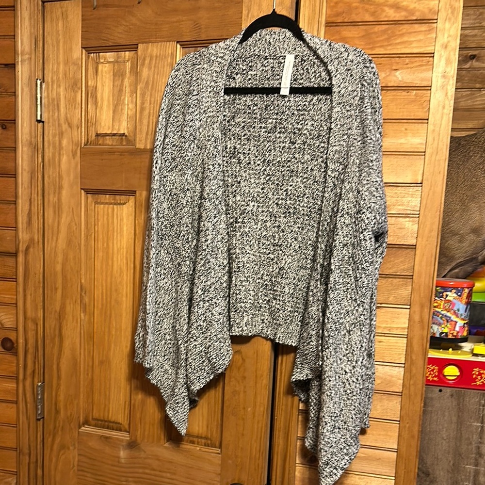Aeropostale Black and White Cardigan with Waterfall Hem